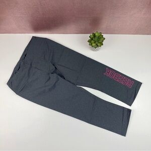 Reebok Gray Pink Capri Leggings Pants Women Medium Athletic Workout Stretch